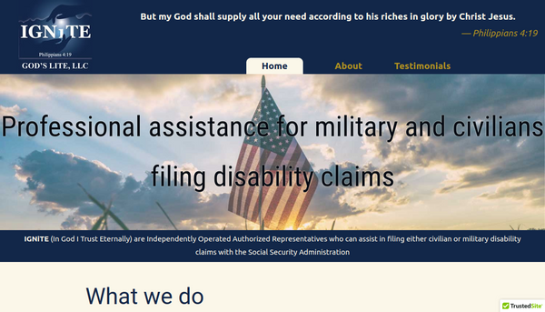 A site with a patriotic blue theme.