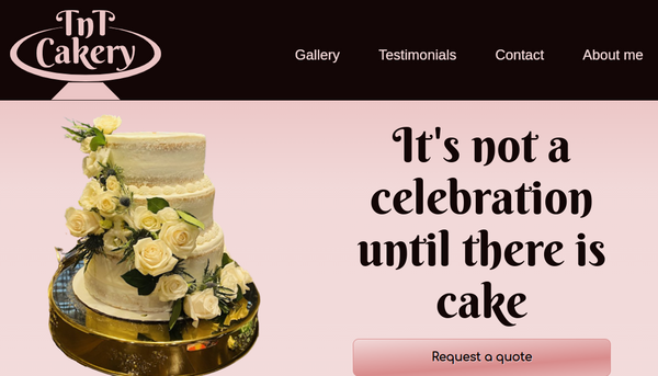A pink-themed site that brings a freshly frosted cake to mind